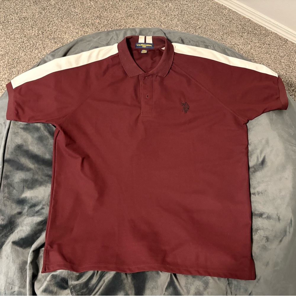 U.S. Polo Assn. Red and White Polo Shirt Casual Cotton Blend